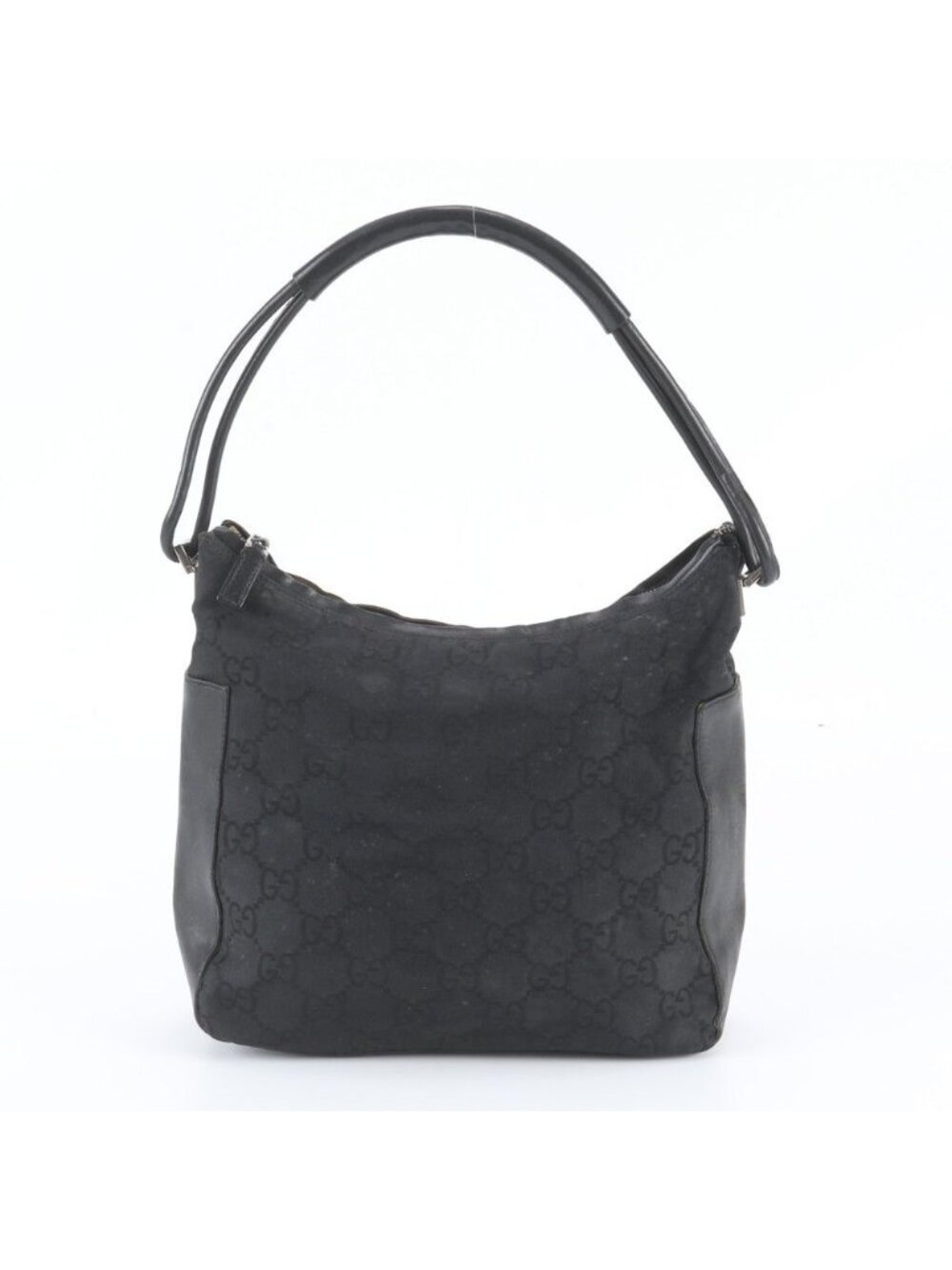 Gucci GG Nylon Leather Shoulder Bag Tote Hand Black